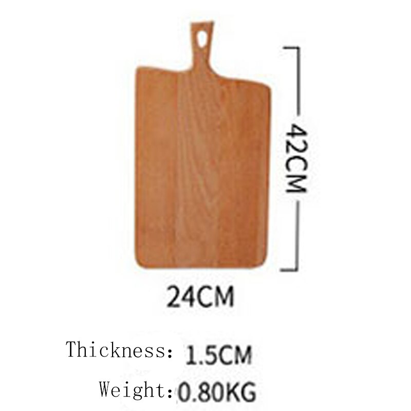 A board from the Wooden Chopping Board Set with dimensions - 42cm length. 24cm width. 1.5cm Thickness. 0.80kg Weight.