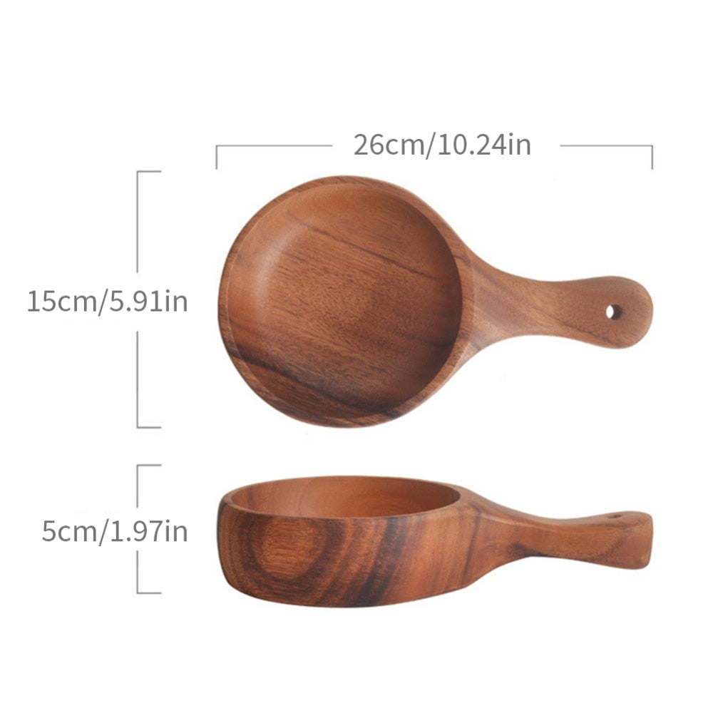 Wooden Sauce Dish With Handle dimensions. 26cm length. 15cm width. 5cm thick
